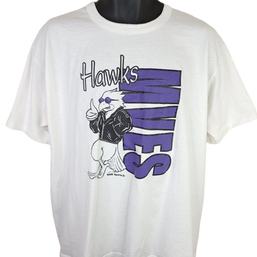 Vintage Mountain View Hawks T Shirt Mens Size XL White 90s School Made In USA